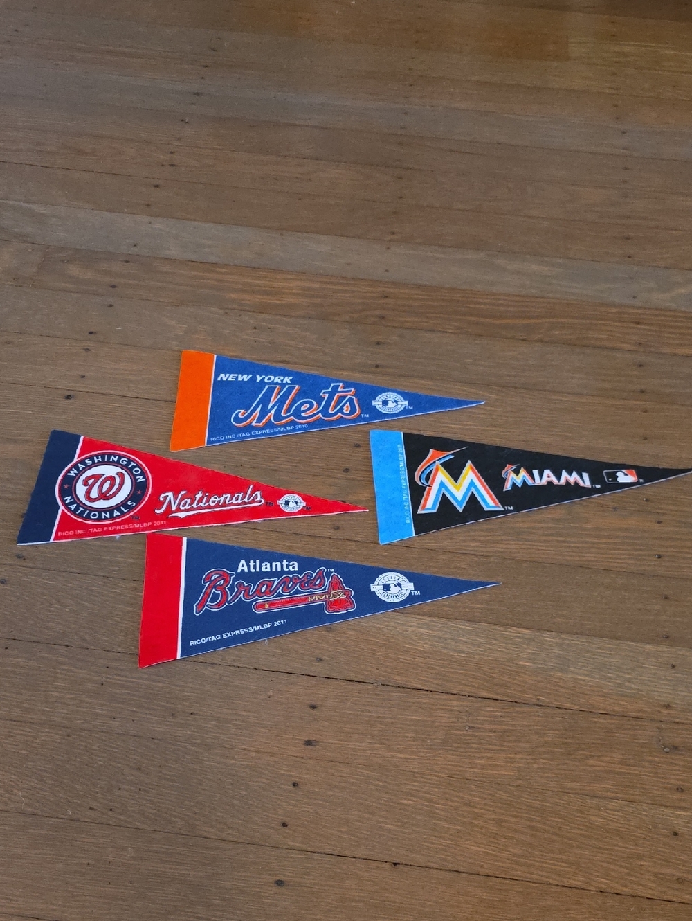 MLB - NL East Mini Felt Pennants- Set Of 4- 9"x4"